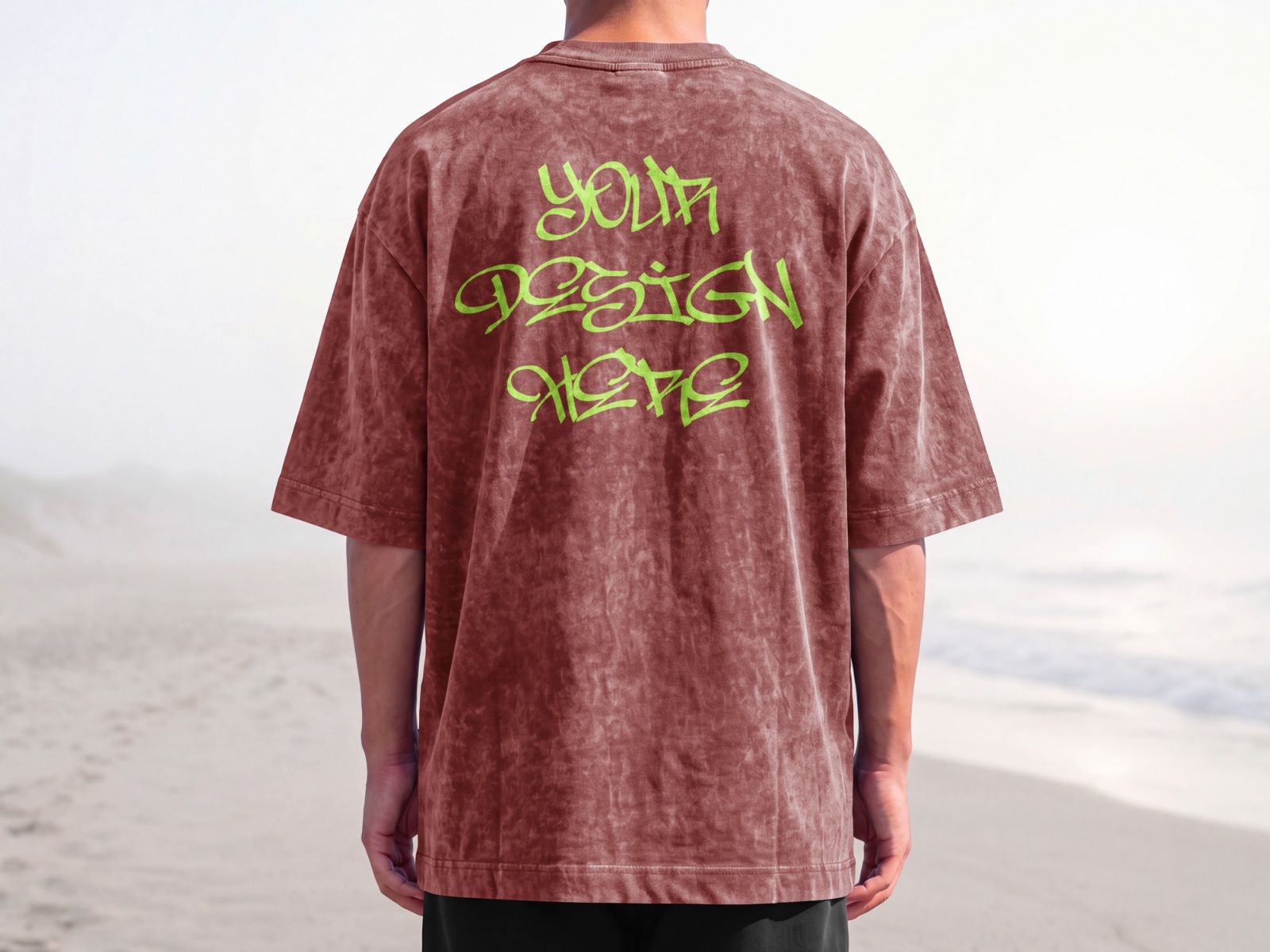 Model Tshirt Washed Back Mockup | Streetwear Apparel — image 6