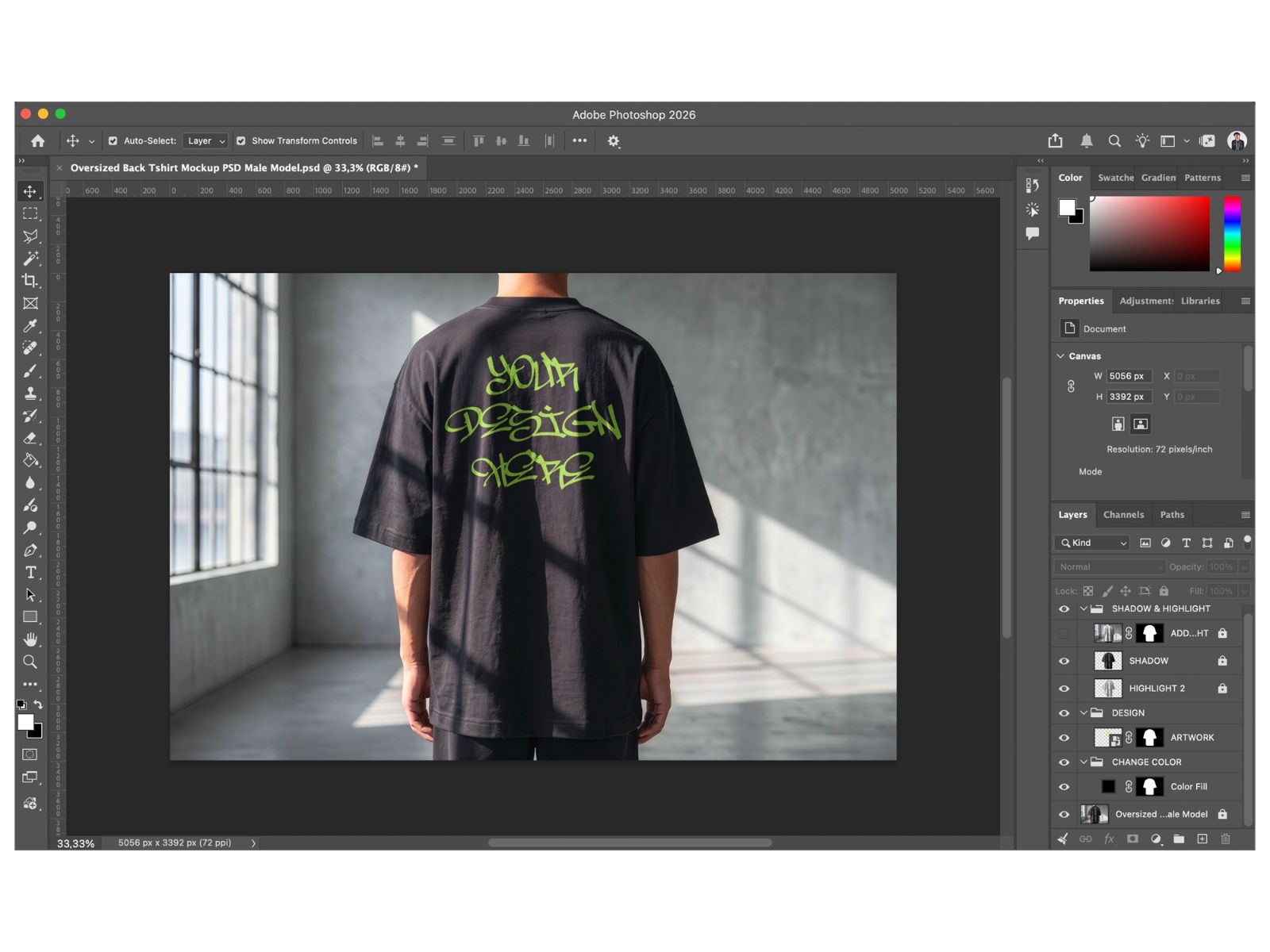 Oversized Back T-Shirt Mockup Male Model | Streetwear Apparel Mockup — image 7