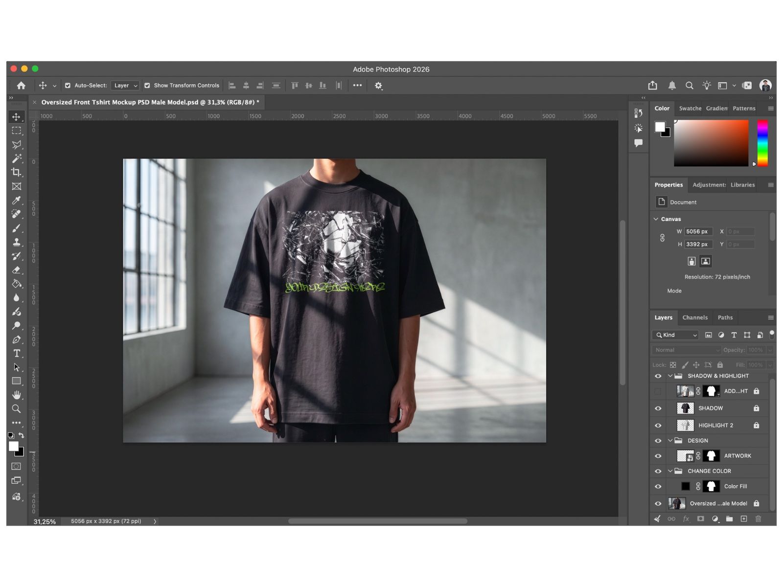 Oversized Front T-Shirt Mockup Male Model | Streetwear Apparel Mockup — image 7
