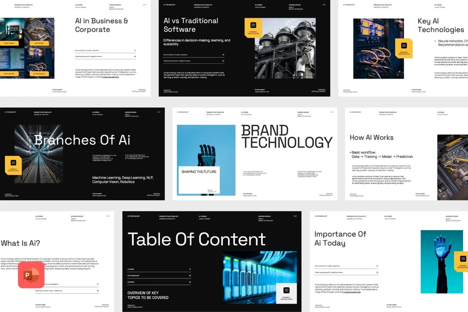 Montena - Brand AI Technology PowerPoint Template
