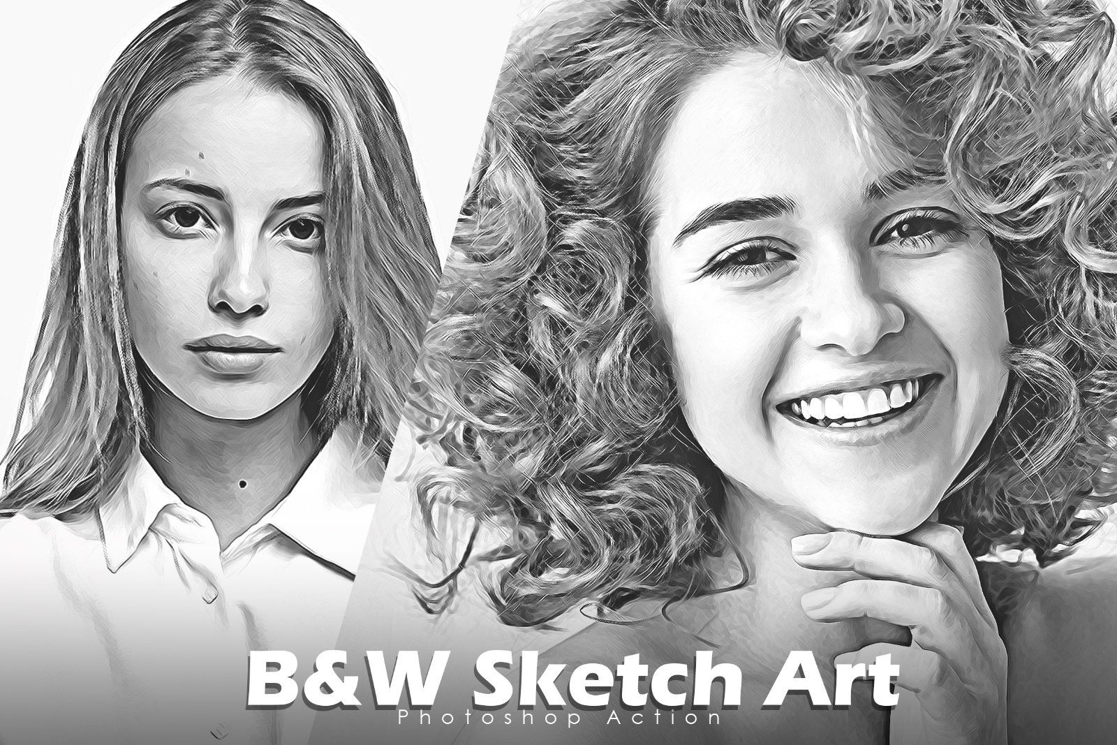 B&W Sketch Art Action — image 1