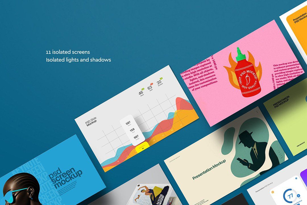 Presentation Slide Mockup – Screen Set (11 Objects)