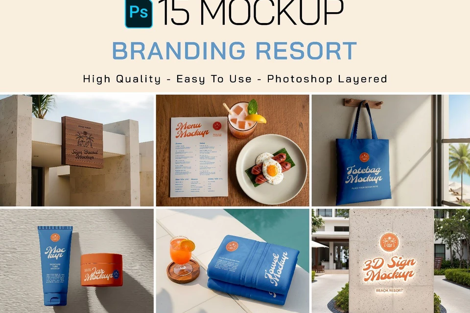 Premium Branding Beach Resort Mockup