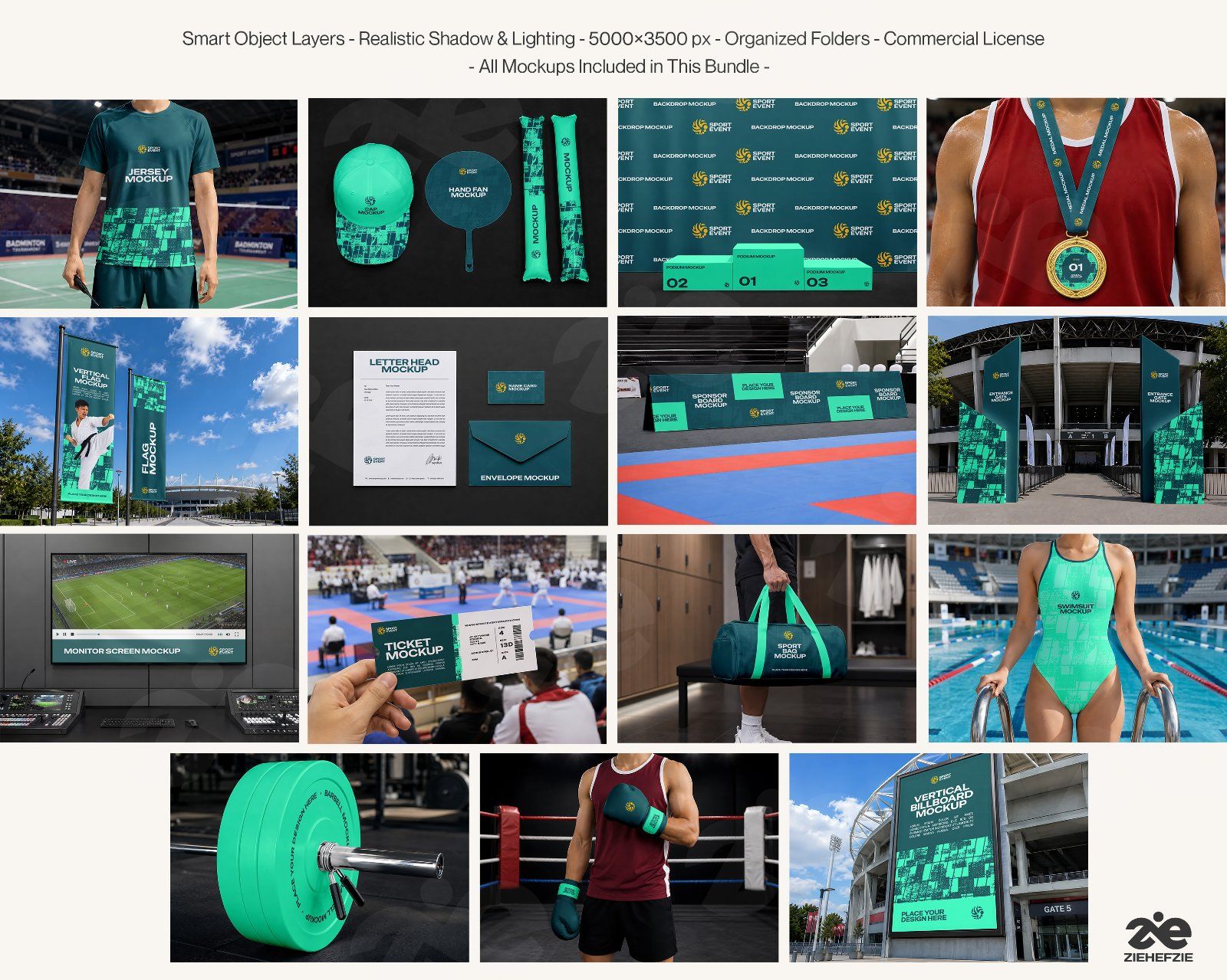 Premium National Sports Event Mockup Bundle – 15 Championship PSD Scenes for Athletic Tournaments, W