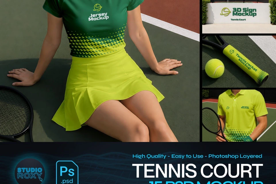 Premium Tennis Court Branding Mockup