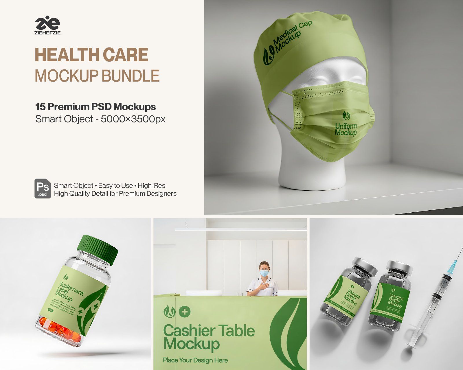 Healthcare Mockup Bundle Medical Branding & Pharmaceutical 15 PSD Mockups
