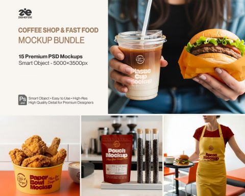 Coffee Shop & Fast Food Mockup Bundle – Restaurant Branding PSD Collection