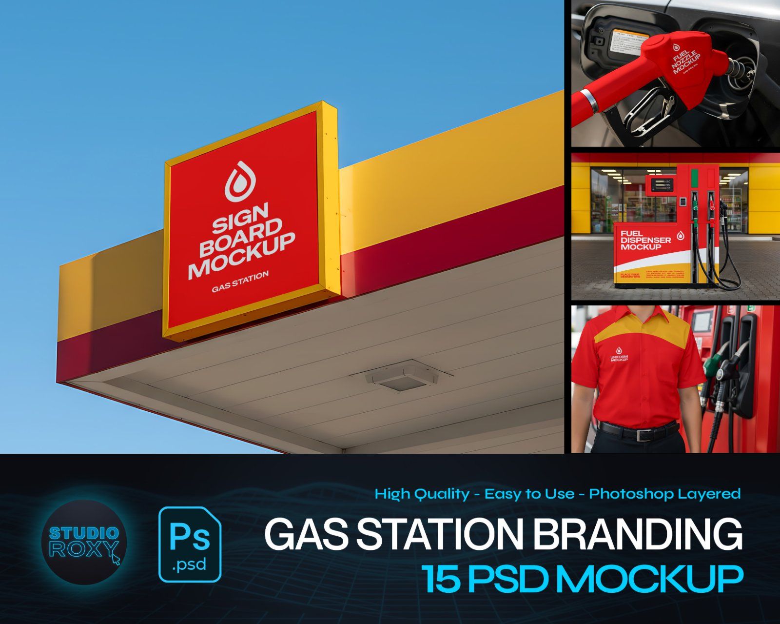 Premium Gas Station & Fuel Station Branding Mockup Bundle – 15 High-Res PSD Scenes for Energy Identi