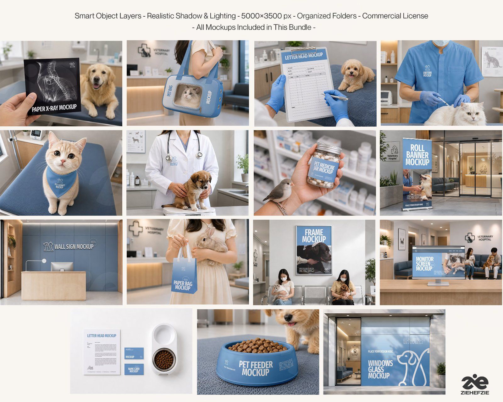 Premium Veterinary Hospital Branding Mockup Bundle – 15 Clinical PSD Scenes for Vet Clinics