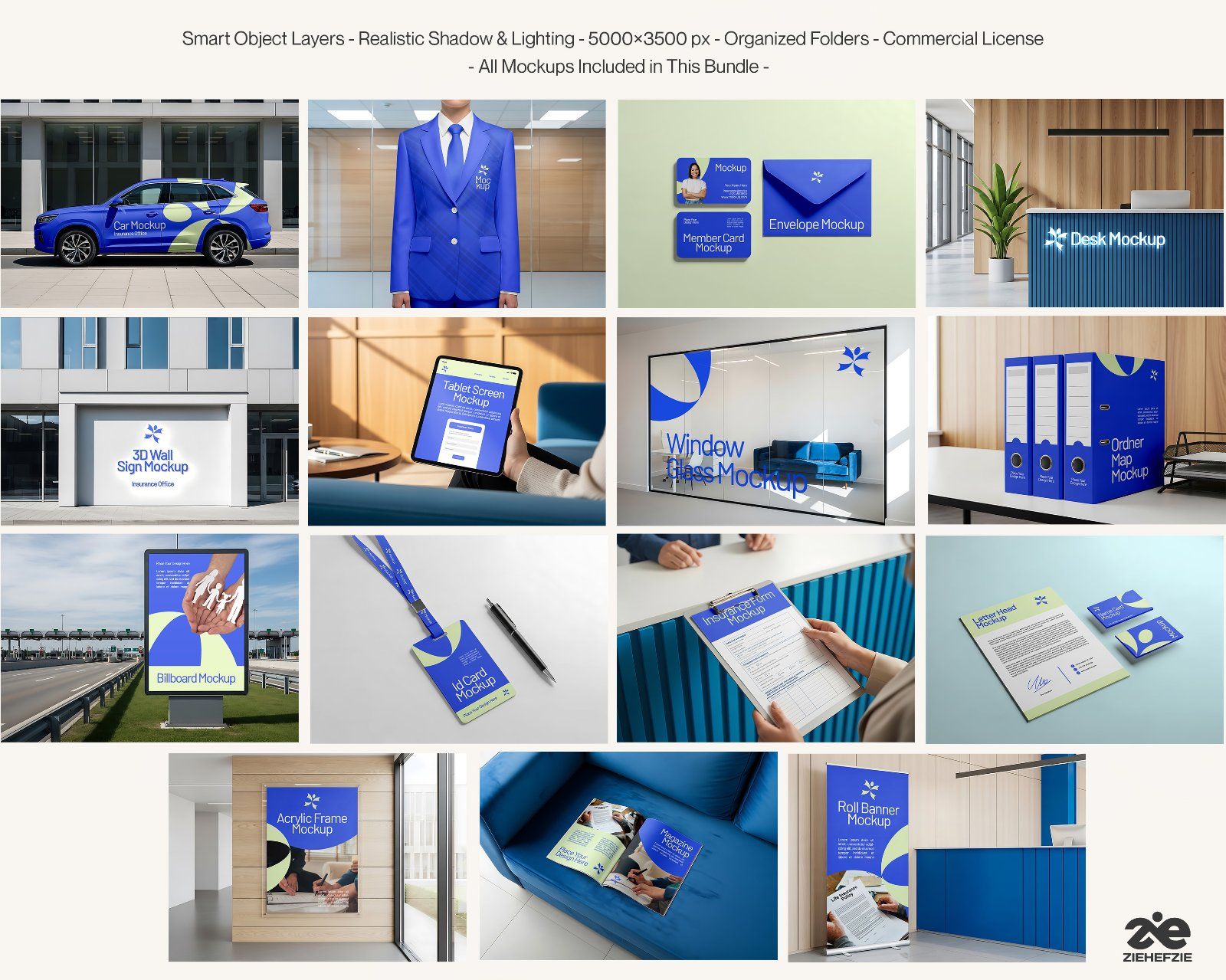 Premium Corporate Identity 15 PSD Mockups for Insurance & Protection Brands