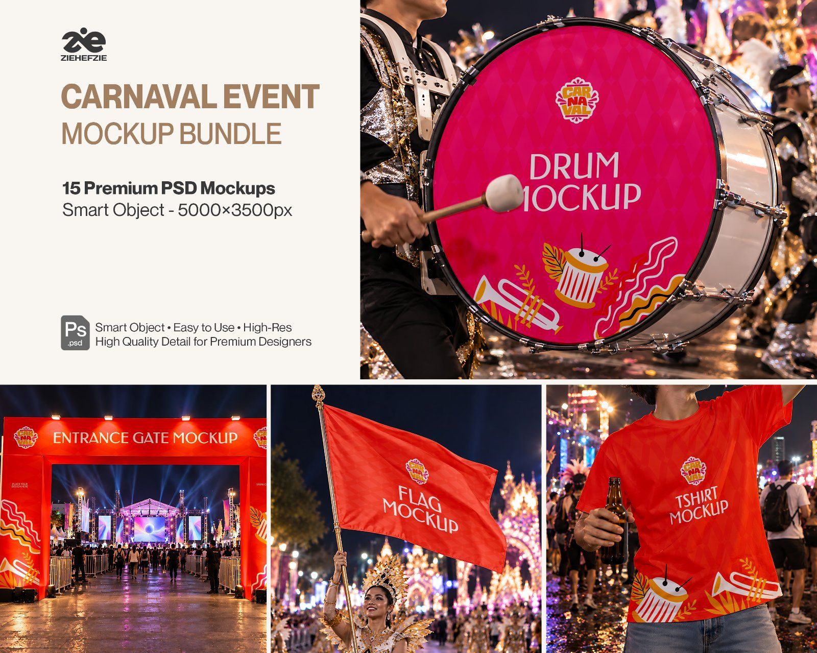 Carnival Parade & Entertainment Event 15 PSD Mockup Collection - Festival & Celebration Event Brandi — image 1