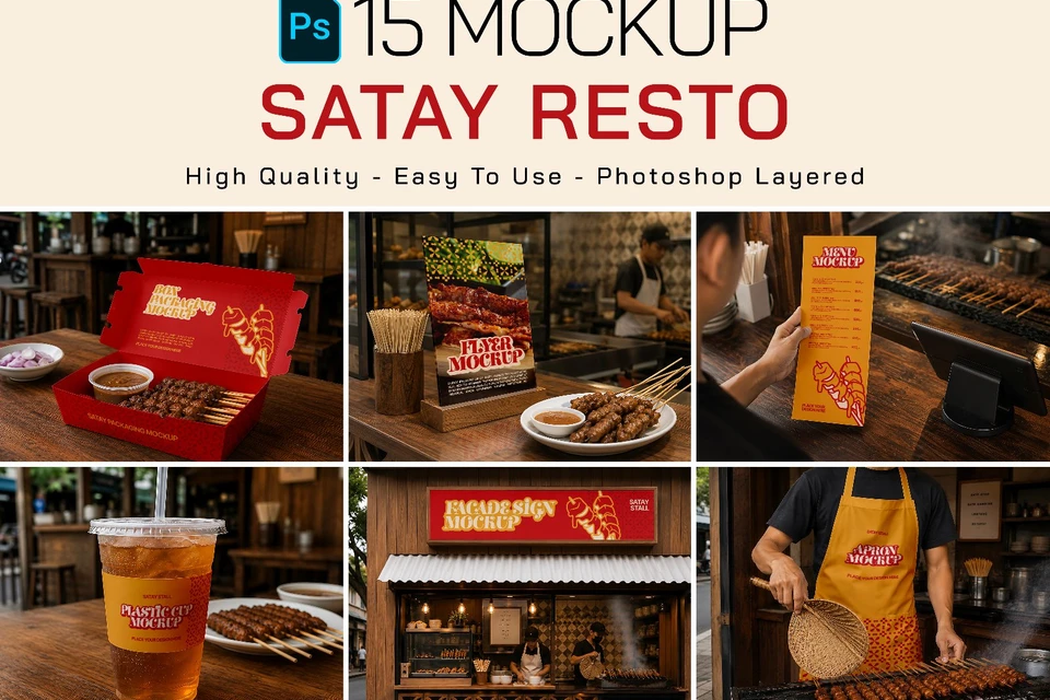Premium Branding Satay Stall Mockup