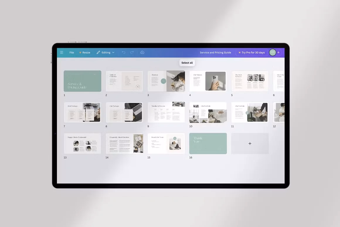Service and Pricing Guide Canva