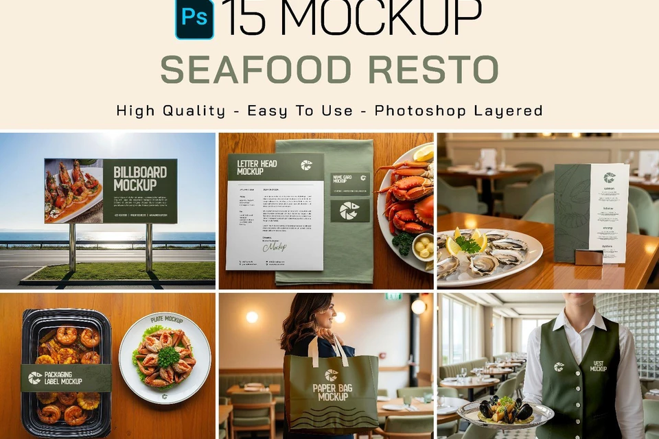Premium Branding Seafood Resto Mockup