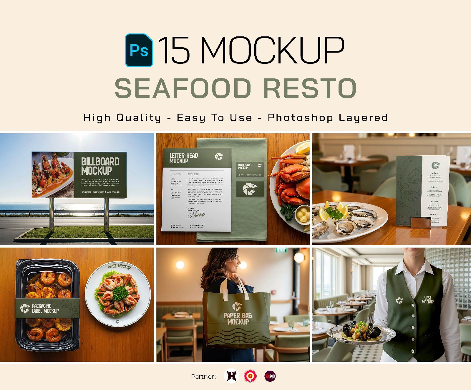 Premium Branding Seafood Resto Mockup