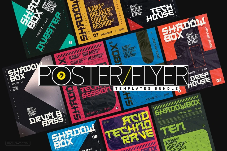 Shadowbox – Bold Typography Poster, Flyer Templates Bundle