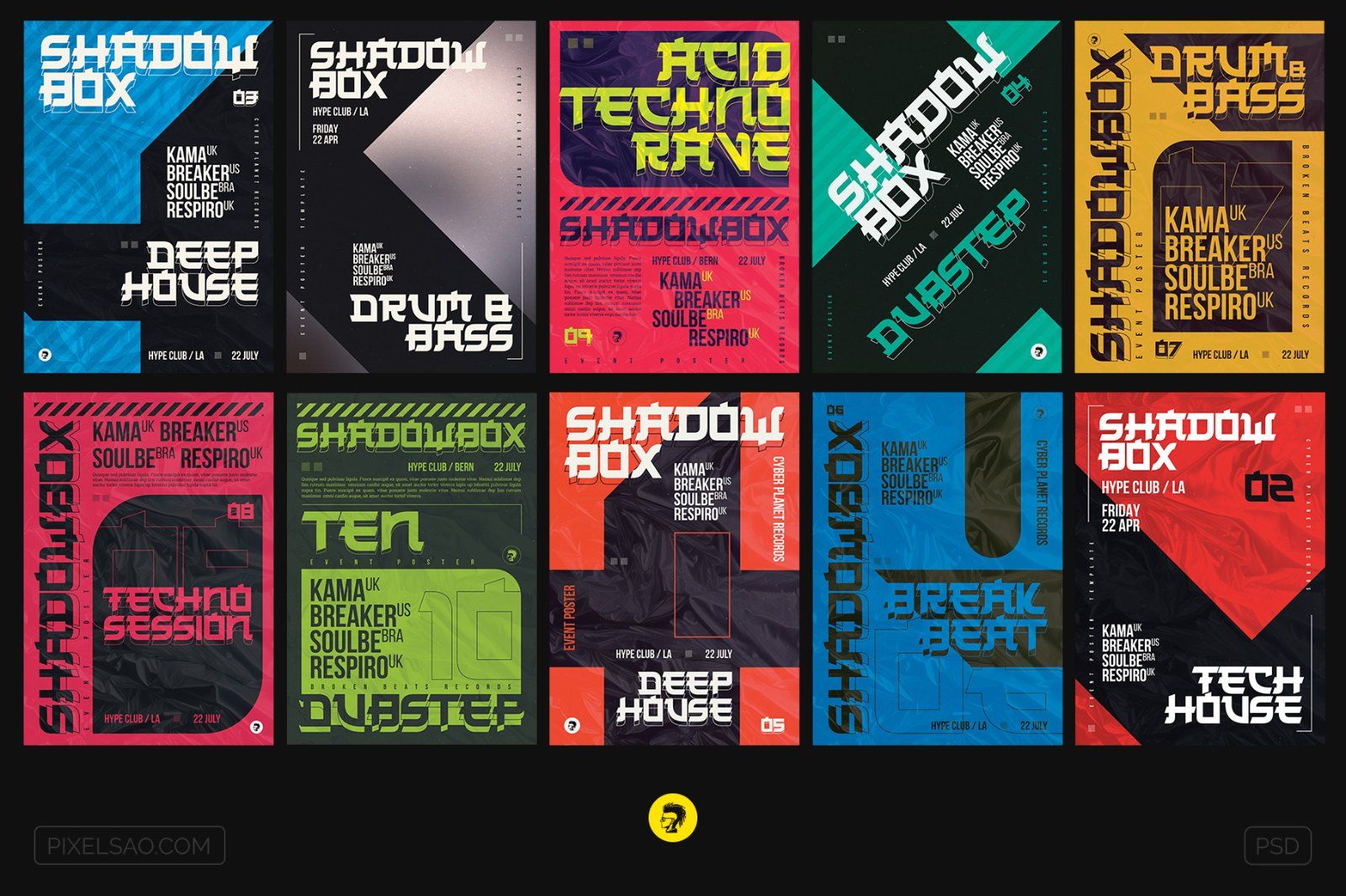 Shadowbox – Bold Typography Poster, Flyer Templates Bundle