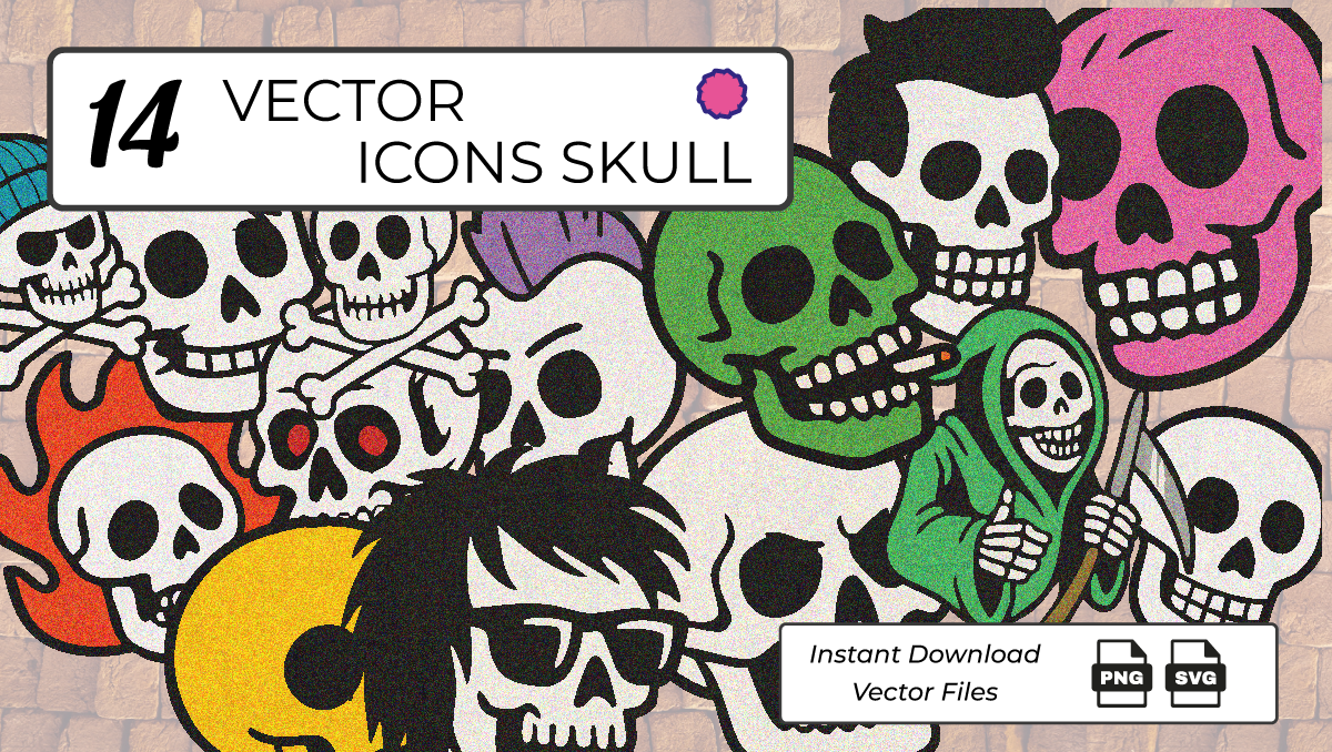 Icons Skull - Bundle Vector Files - PNG & SVG — image 1