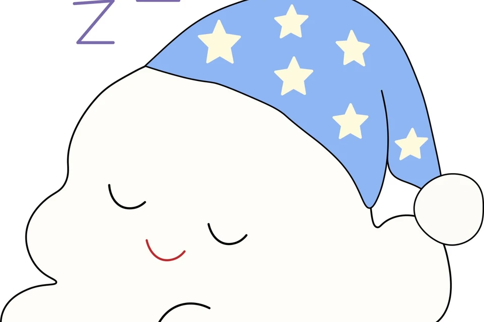Halloween Ghost Snoozing in a Starry Nightcap
