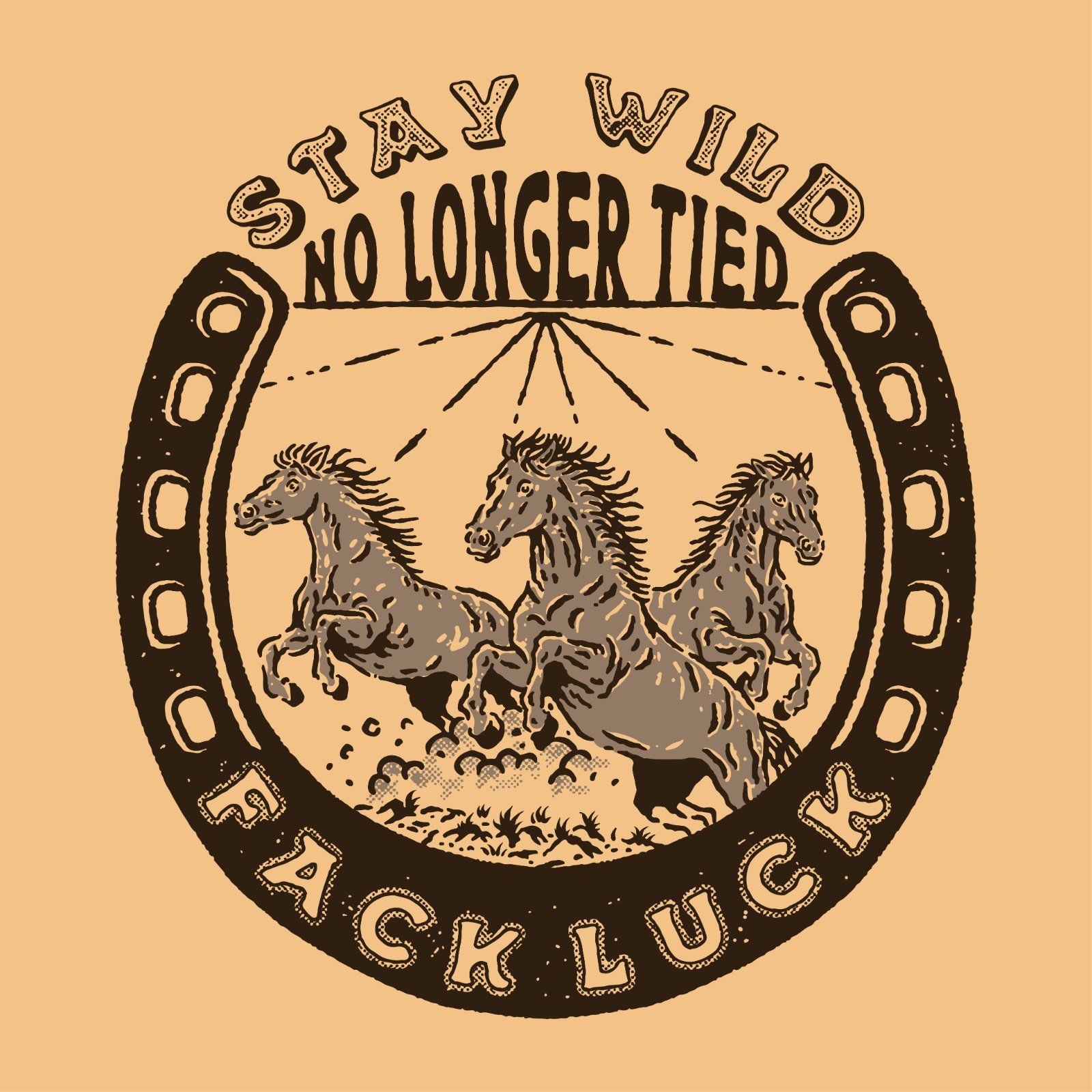 Stay Wild – No Longer Tied Horseshoe Logo | Western vintage Badge Illustration