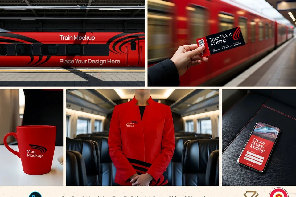 Premium Train Transportation Mockup