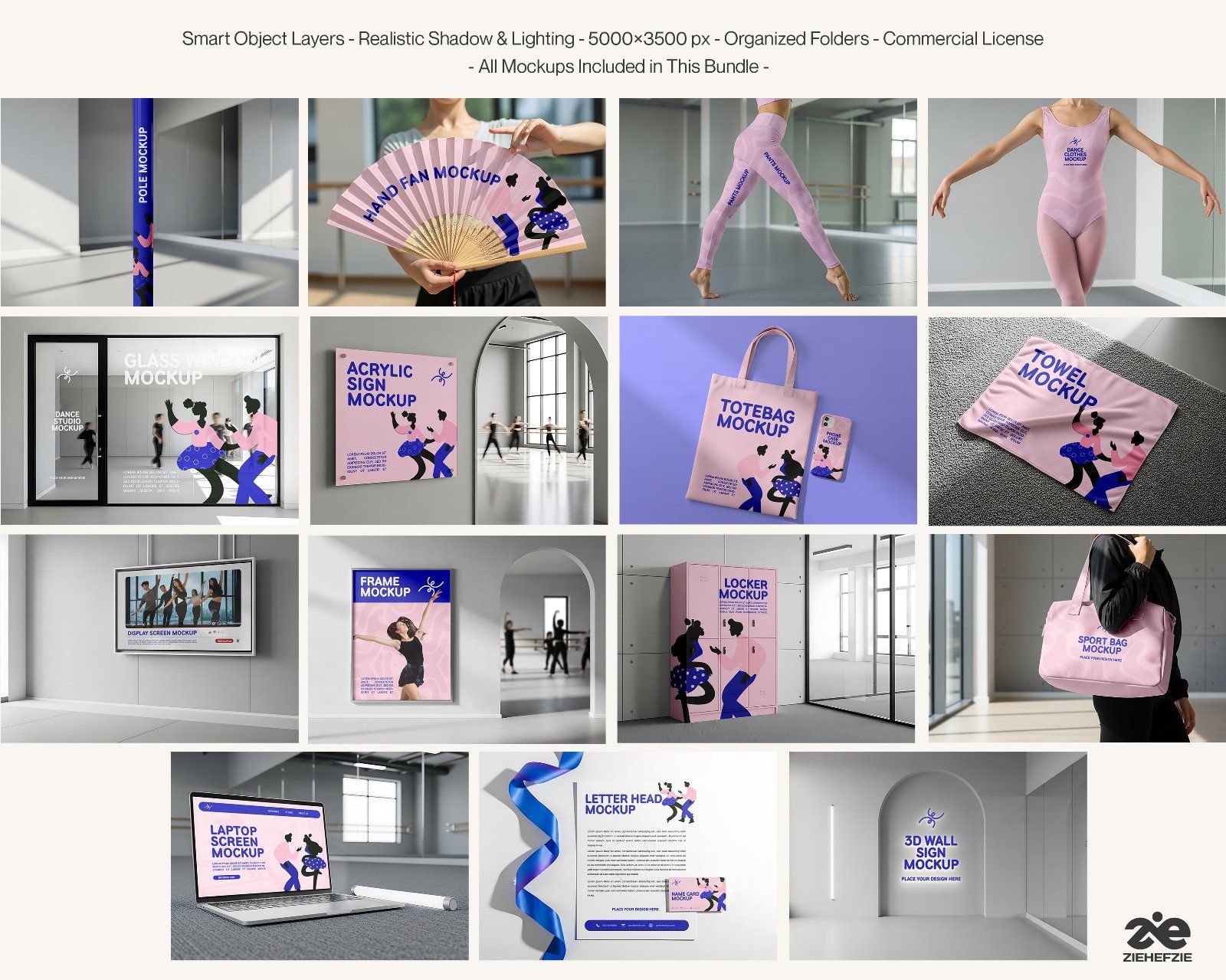 Premium Branding PSD Mockups for Dance Studio & Performance Identity