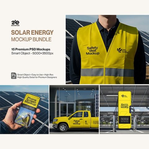 Solar Energy & Green Tech Mockup Bundle – 15 Premium PSD Scenes for Renewable Energy Branding
