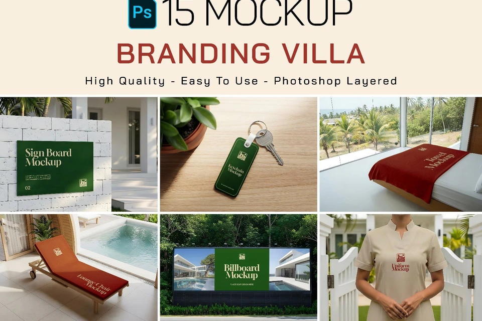 Premium Branding Villa Aesthetic Mockup