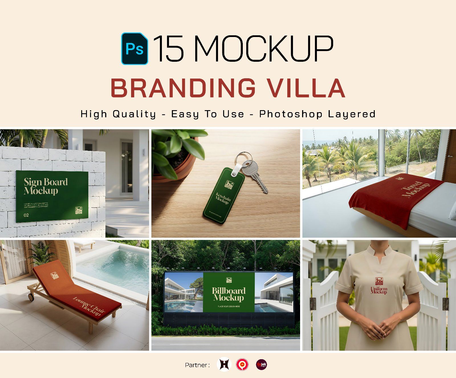 Premium Branding Villa Aesthetic Mockup