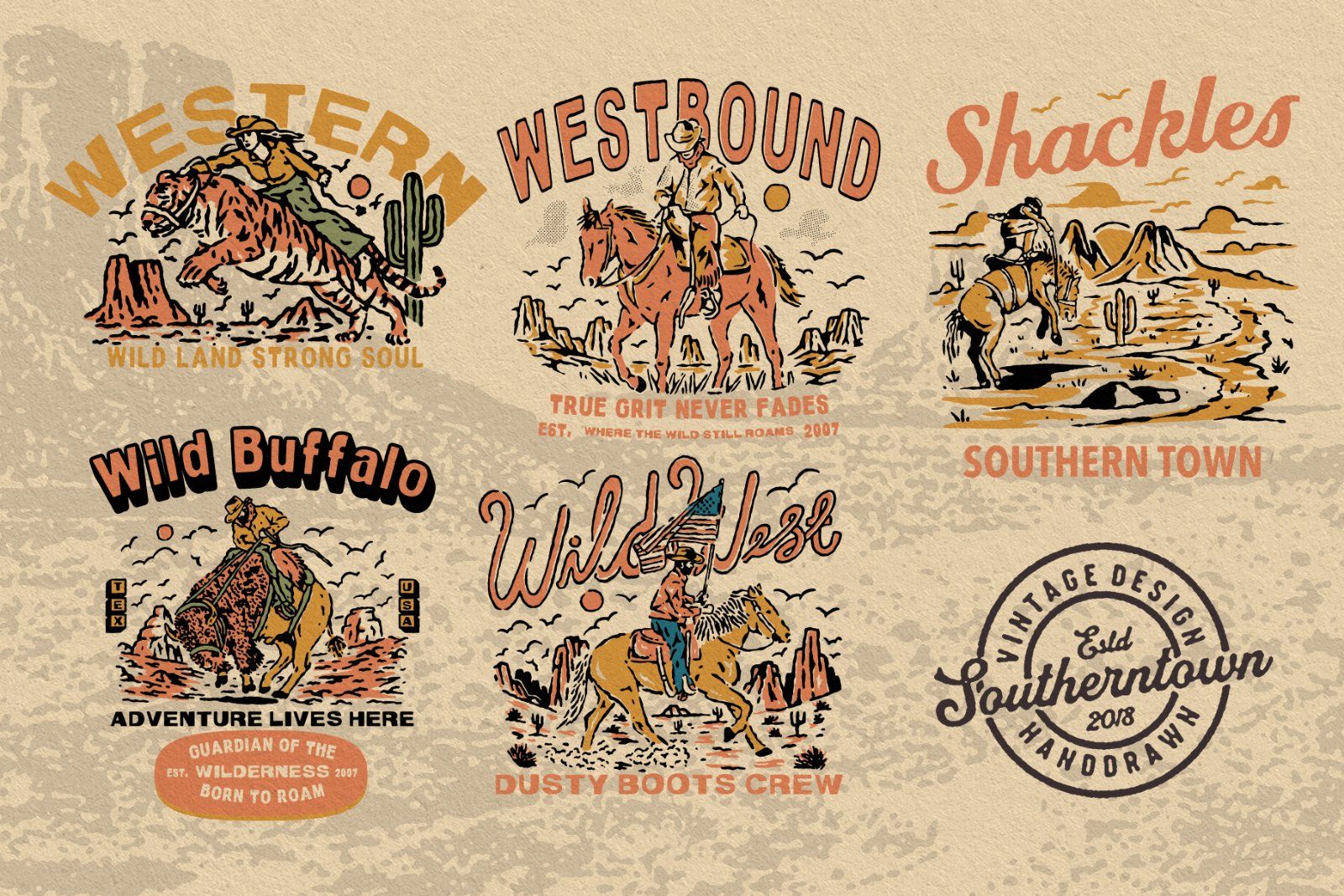 20 Vintage Hand-Drawn Western Illustration Collection — image 3