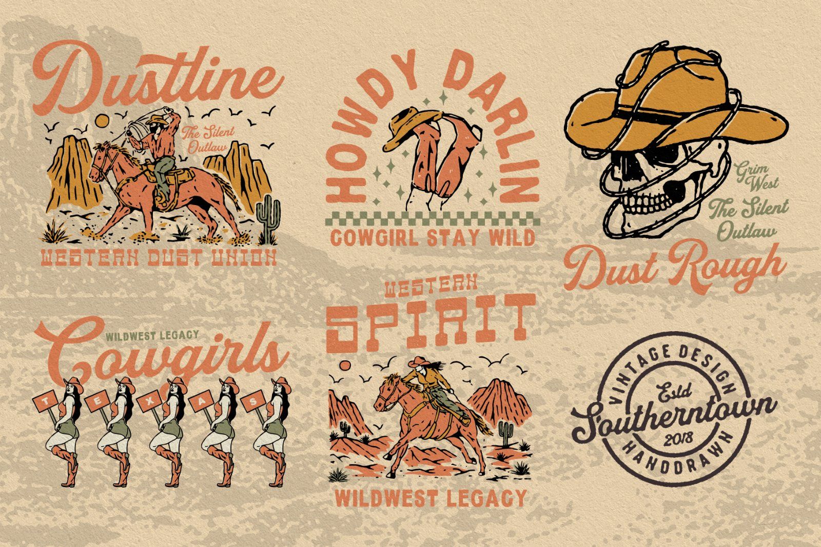 20 Vintage Hand-Drawn Western Illustration Collection — image 4