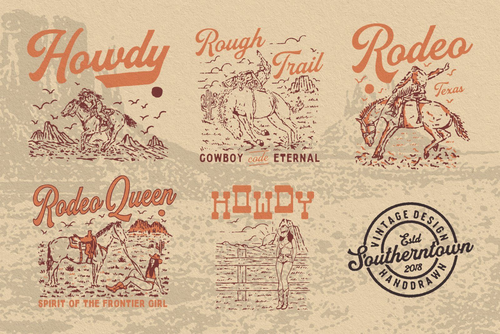20 Vintage Hand-Drawn Western Illustration Collection — image 5