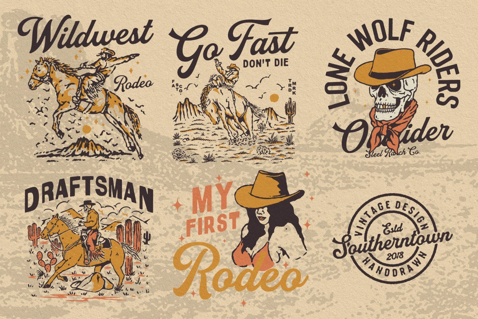 20 Vintage Hand-Drawn Western Illustration Collection — image 6