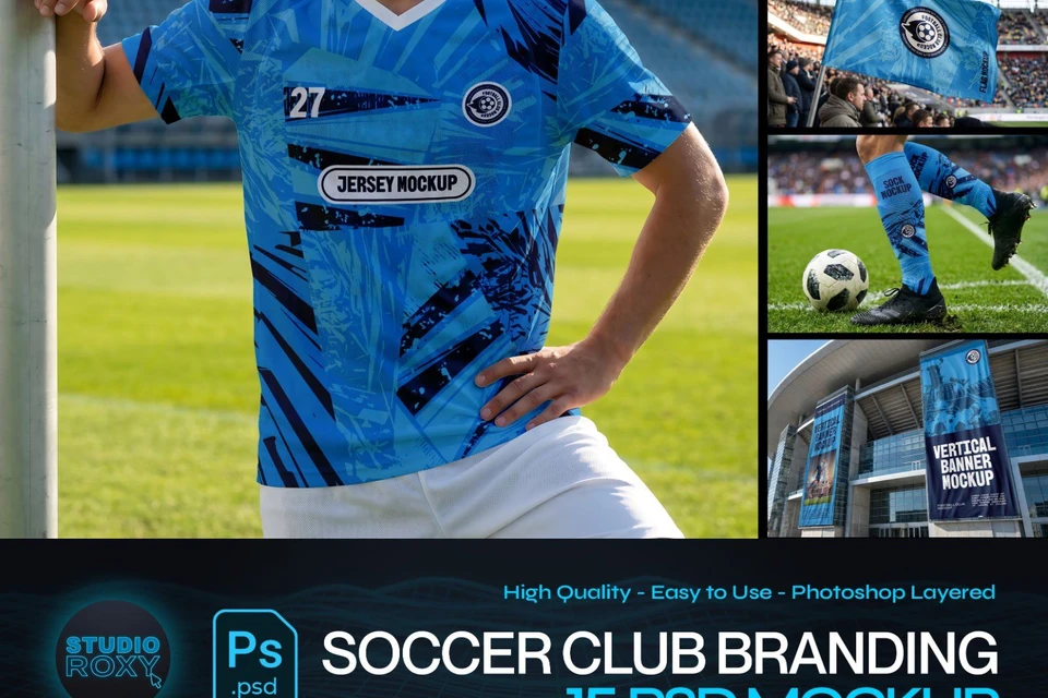 Ultimate Soccer Club Branding Mockup Bundle – 15 Premium PSD Scenes for Football & Athletic Identity